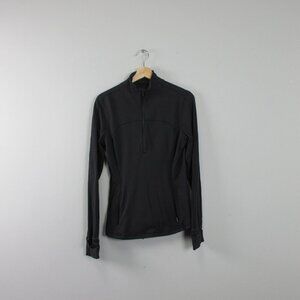 Lululemon Women's Run Briskly 1/2 Zip Pullover Top 10 Black Stretch Athletic 304